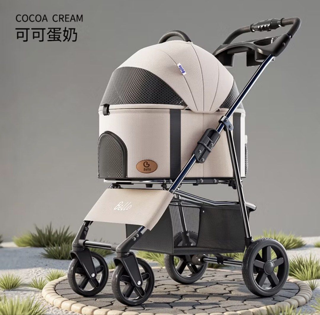 Bello K3 Pet Stroller - Cocoa Cream (Category: Strollers) located in Cebu City. Submitted by kissnkie (Listing ID 1431178260, Image 1). Description: Hi! I’m selling our Belo K3 PH Pet Stroller 🫧 Ability: Pet Travel, Detachable Pet Stroller Material: Fine Iron Frame, Oxford Fabric Maximum Weight: 12KG Suitable For Pets: < 8KG & < 55cm 🏷️ 5,499 (Orig price with accessories is 8k+) 🫧 Can fit 2 adult cats 🫶🏻 🧸With free Bear design liner and gua