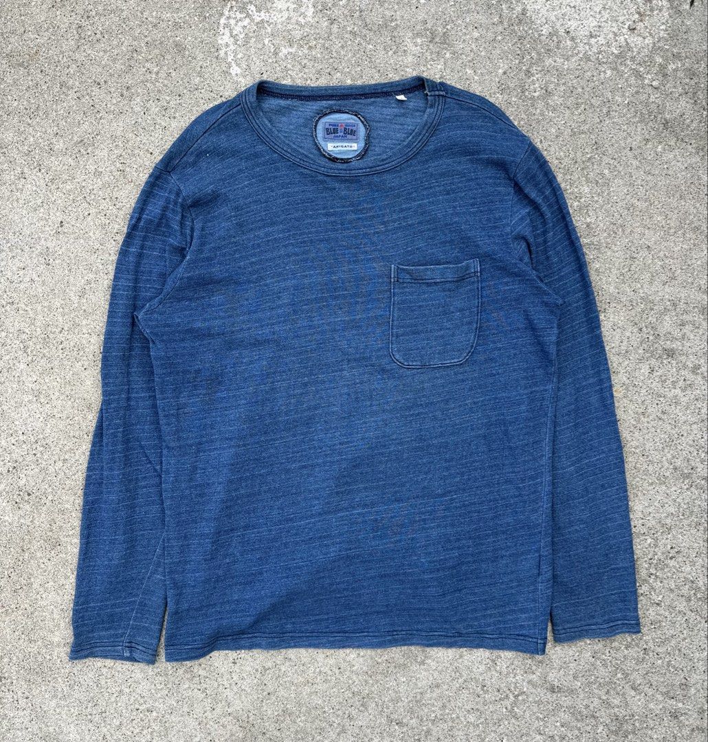 Blue Blue Japan Indigo Longsleeves (Category: Tshirts & Polo Shirts ) located in Baguio. Submitted by printings_ (Listing ID 1431064988, Image 1). Description: *Labeled as size 4. *ALL measurements are aprrox. Check photos for condition. Please take note that this is a used item. It has stains, holes, wear, fades etc. Chest 21.5 in Back Length 27 in Shoulders 18.5 in Sleeve Length 25.5 in *NO EXCHANGE / REFUND / TRADE *Please do not offer unless 