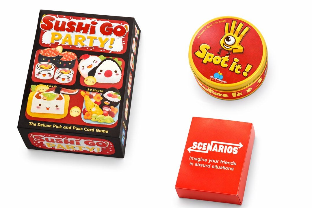 Board Games for Rent - Codenames, Taboo, Uno, Dixit, Exploding Kittens (Category: Board Games & Puzzles) located in Quezon City. Submitted by poshforward (Listing ID 1431058846, Image 2). Description: For rent! Collection of fun board games for game nights! Includes Codenames, Taboo, Uno No Mercy, Dixit, Exploding Kittens, Sushi Go Party, Spot It!, Scenarios, Avalon, Politricks, Tama Trump, and Cambodia 7 Families. Perfect for family gatherings o