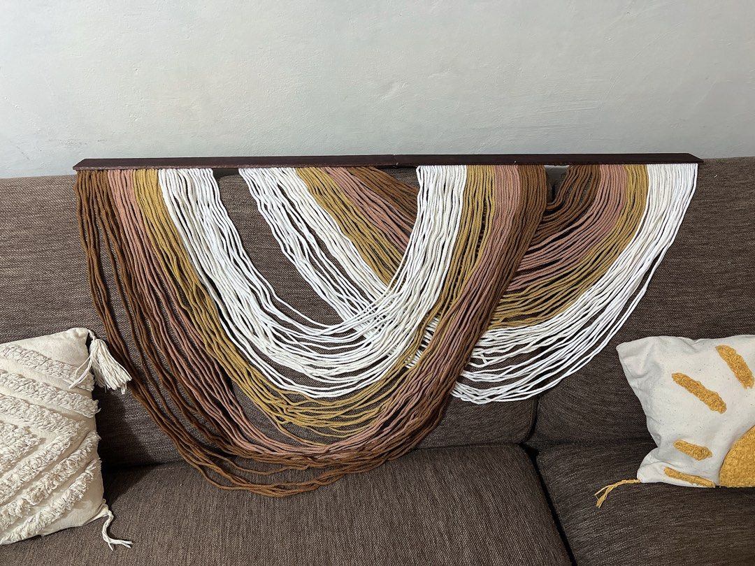Large macrame Bohemian wall decor (Category: Wall Decor) located in Cavite. Submitted by wishie_collects (Listing ID 1431033363, Image 1). Description: 100cm x 70cm May sabitan na po sa likod I’ll include hooks Lalamove only Dasmarinas, Cavite .