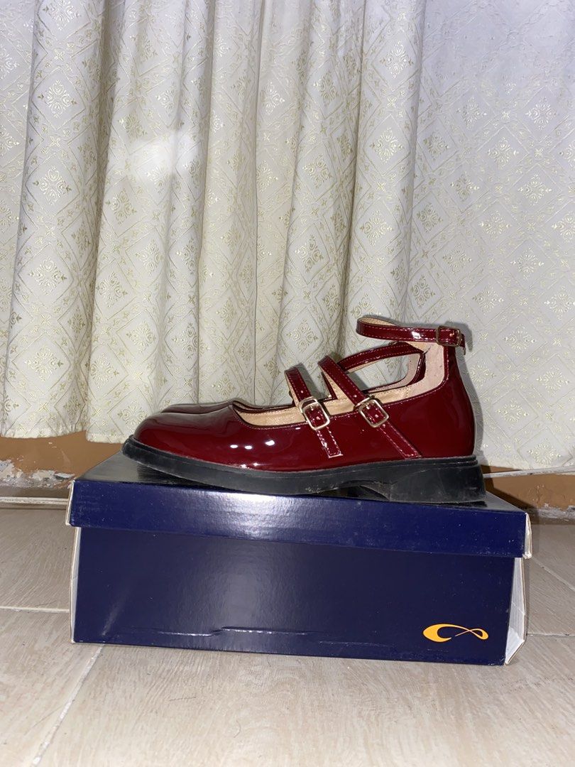 Chesca Mary Jane Shoes - Maroon - Size 38 (Category: Flats & Sandals) located in Baguio. Submitted by from.deana (Listing ID 1431049826, Image 3). Description: - Maroon Chesca Mary Jane shoes - Size 38 - Double strap design with buckle closures - Comes with original box - Soles show some wear - Originally ₱1,299 bought for ₱1,000.