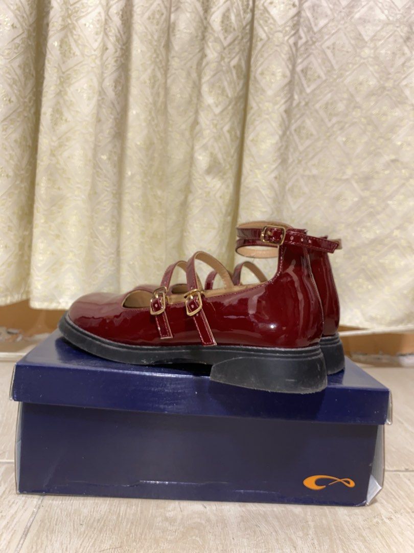 Chesca Mary Jane Shoes - Maroon - Size 38 (Category: Flats & Sandals) located in Baguio. Submitted by from.deana (Listing ID 1431049826, Image 2). Description: - Maroon Chesca Mary Jane shoes - Size 38 - Double strap design with buckle closures - Comes with original box - Soles show some wear - Originally ₱1,299 bought for ₱1,000.