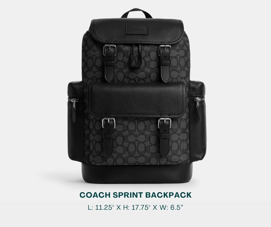 COACH Backpack for Men (Category: Luxury Bags & Wallets) located in Manila. Submitted by moncaro.outlet (Listing ID 1431044873, Image 1). Description: COACH Outlet SPRINT Backpack - For Office or Formal Wear 💼 - In Signature Canvas - Size: L: 11.25” x H: 17.75” x W: 6.5” - Inclusions: Coach Paper Bag + Dust Bag - Lowest Price Guaranteed 💯 - From DTI Registered Supplier 🫡 - For MEETUP / PICKUP / DELIVERY ✅ FB Page: Moncaro Outlet IG Page: @monc