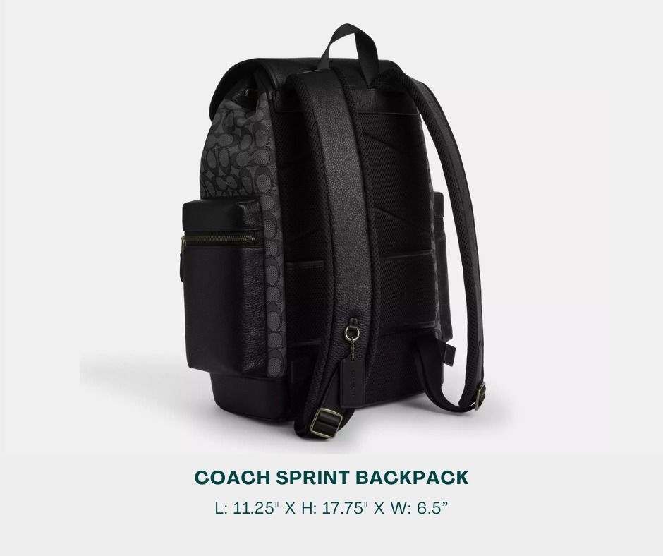 COACH Backpack for Men (Category: Luxury Bags & Wallets) located in Manila. Submitted by moncaro.outlet (Listing ID 1431044873, Image 2). Description: COACH Outlet SPRINT Backpack - For Office or Formal Wear 💼 - In Signature Canvas - Size: L: 11.25” x H: 17.75” x W: 6.5” - Inclusions: Coach Paper Bag + Dust Bag - Lowest Price Guaranteed 💯 - From DTI Registered Supplier 🫡 - For MEETUP / PICKUP / DELIVERY ✅ FB Page: Moncaro Outlet IG Page: @monc