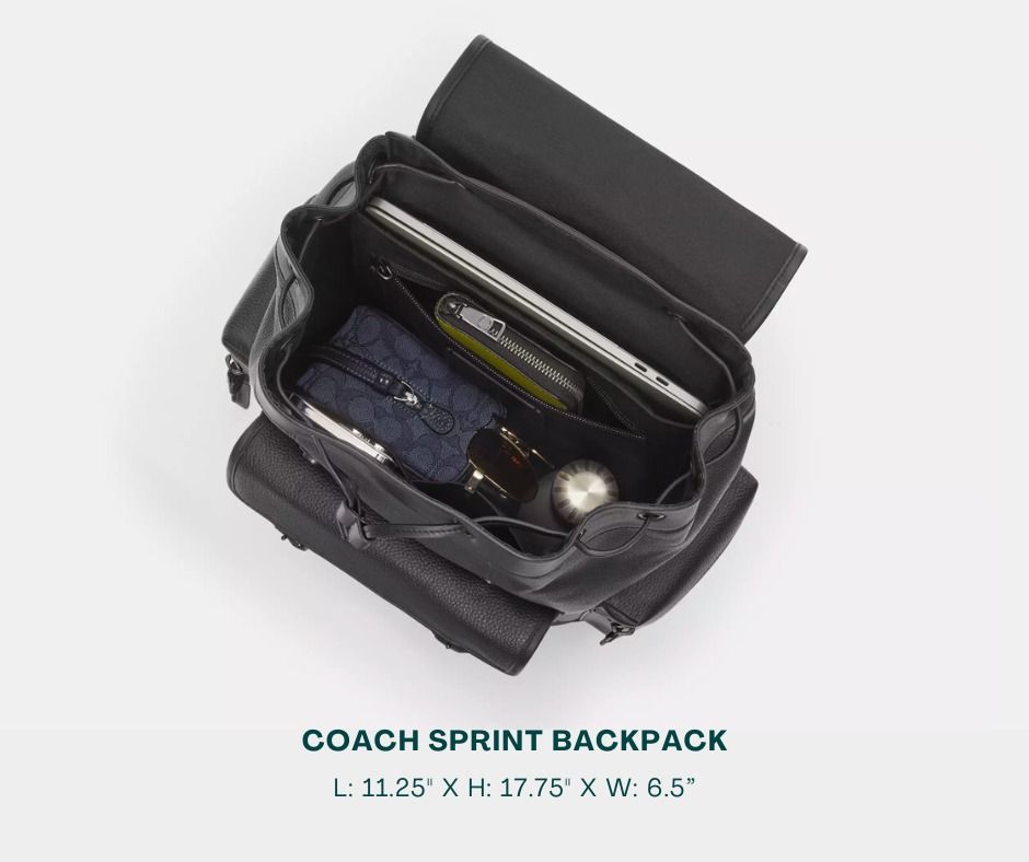 COACH Backpack for Men (Category: Luxury Bags & Wallets) located in Manila. Submitted by moncaro.outlet (Listing ID 1431044873, Image 3). Description: COACH Outlet SPRINT Backpack - For Office or Formal Wear 💼 - In Signature Canvas - Size: L: 11.25” x H: 17.75” x W: 6.5” - Inclusions: Coach Paper Bag + Dust Bag - Lowest Price Guaranteed 💯 - From DTI Registered Supplier 🫡 - For MEETUP / PICKUP / DELIVERY ✅ FB Page: Moncaro Outlet IG Page: @monc