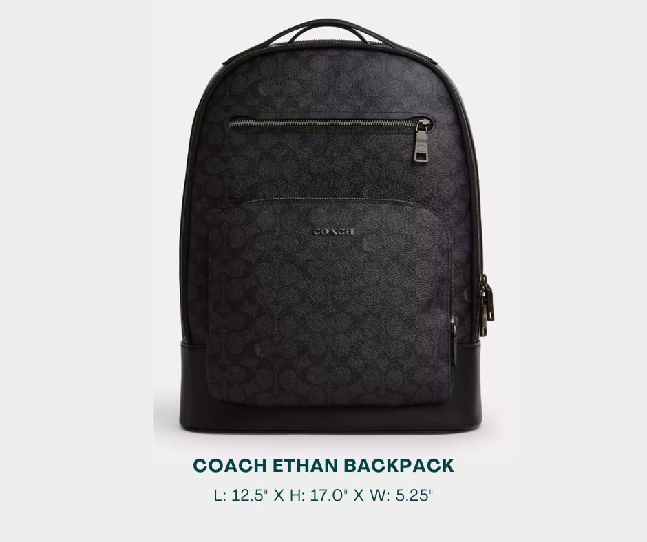 COACH Backpack for Men (Category: Backpacks) located in Manila. Submitted by moncaro.outlet (Listing ID 1431046186, Image 1). Description: COACH ETHAN Backpack - Original Materials | Mall Pull-Out - In Signature Canvas - Size: L: 12.5" x H: 17.0" x W: 5.25" - Inclusions: Coach Paper Bag + Dust Bag - Lowest Price Guaranteed 💯 - ON-HAND STOCKS ‼️ - For MEETUP / PICKUP / DELIVERY ✅ FB Page: Moncaro Outlet IG Page: @moncaro.outlet.