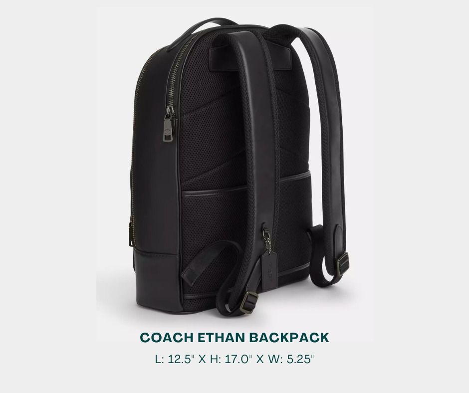 COACH Backpack for Men (Category: Backpacks) located in Manila. Submitted by moncaro.outlet (Listing ID 1431046186, Image 2). Description: COACH ETHAN Backpack - Original Materials | Mall Pull-Out - In Signature Canvas - Size: L: 12.5" x H: 17.0" x W: 5.25" - Inclusions: Coach Paper Bag + Dust Bag - Lowest Price Guaranteed 💯 - ON-HAND STOCKS ‼️ - For MEETUP / PICKUP / DELIVERY ✅ FB Page: Moncaro Outlet IG Page: @moncaro.outlet.
