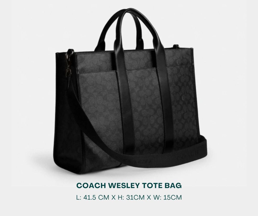 COACH Laptop Tote Bag (Category: Luxury Bags & Wallets) located in Manila. Submitted by moncaro.outlet (Listing ID 1431040204, Image 2). Description: COACH WESLEY Tote Bag - Original Materials | Factory Pull-out - In Signature Canvas - Size: L:16.25” x H: 12.25 x W: 6.0” - Inclusions: Coach Paper Bag + Dust Bag - Lowest Price Guaranteed 💯 - ON-HAND STOCKS ‼️ - For MEETUP / PICKUP / DELIVERY ✅ FB Page: Moncaro Outlet IG Page: @moncaro.outlet.