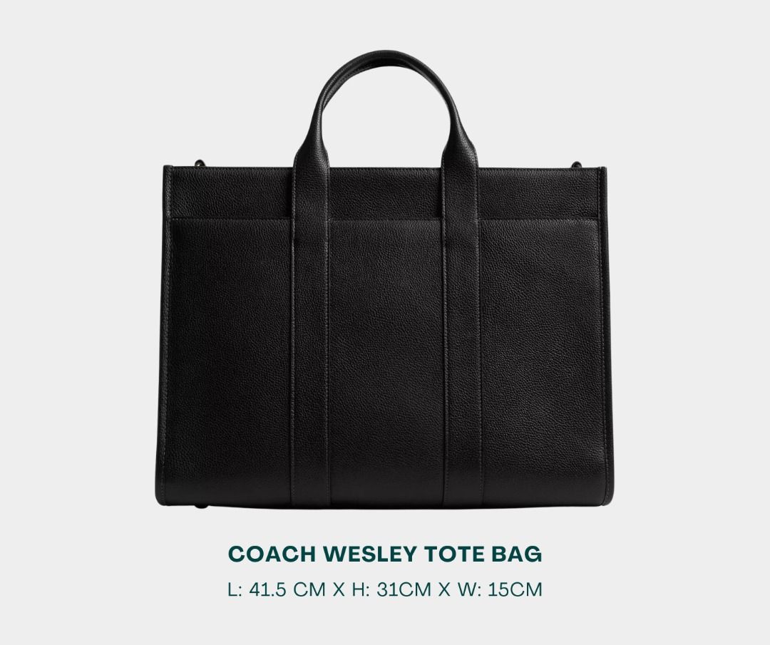 COACH Laptop Tote Bag (Category: Luxury Bags & Wallets) located in Manila. Submitted by moncaro.outlet (Listing ID 1431040960, Image 2). Description: COACH WESLEY Tote Bag - Laptop Office Tote Bag 💼 - Original Materials | Factory Pull-out - In Signature Leather - Size: L:16.25” x H: 12.25 x W: 6.0” - Inclusions: Coach Paper Bag + Dust Bag - Lowest Price Guaranteed 💯 - ON-HAND STOCKS ‼️ - For MEETUP / PICKUP / DELIVERY ✅ FB Page: Moncaro Outlet 