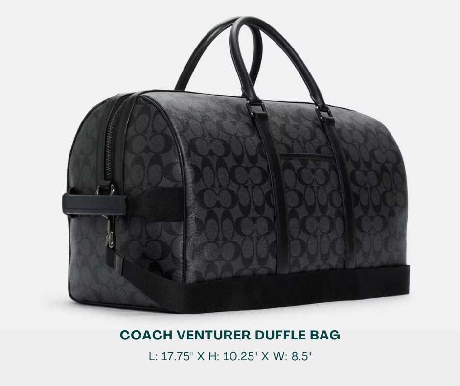 COACH Sports Bag for Men (Category: Luxury Bags & Wallets) located in Manila. Submitted by moncaro.outlet (Listing ID 1431047591, Image 2). Description: COACH Venturer Duffle Bag - Original Materials | Factory Pull-out - In Signature Canvas - Size: L: 17.75" x H: 10.25" x W: 8.5" - Inclusions: Coach Paper Bag + Dust Bag - Lowest Price Guaranteed 💯 - ON-HAND STOCKS ‼️ - For MEETUP / PICKUP / DELIVERY ✅ FB Page: Moncaro Outlet IG Page: @moncaro.ou