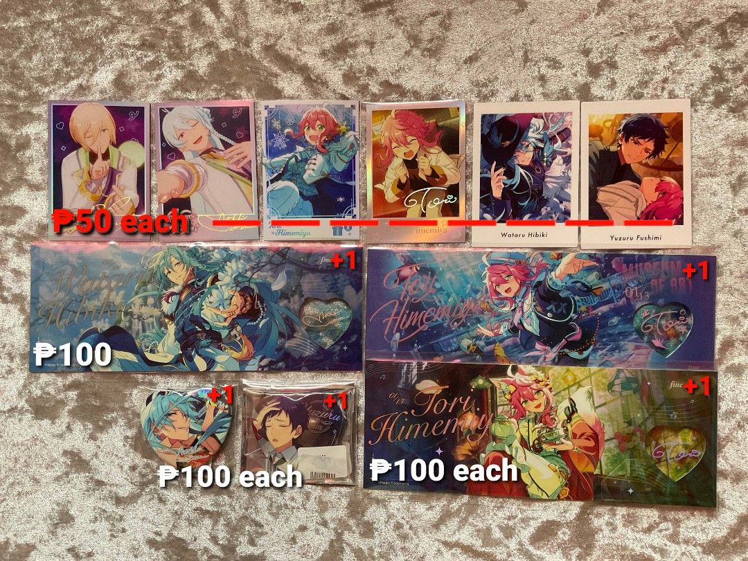 Ensemble Stars!! Anime Merchandise - StarPro (Category: J-Wave Merchandise) located in Pagadian. Submitted by rzzbnsacc (Listing ID 1418268256, Image 1). Description: Ensemble Stars!! Official Goods StarPro Units: fine Trickstar Ryuseitai Alkaloid ~ Kindly check photos for prices. Take all prices are adjusted once some items are sold, just dm for adjusted price if interested to take all. ~ No rush shipping, I ship by batch. ~ All items are onhand