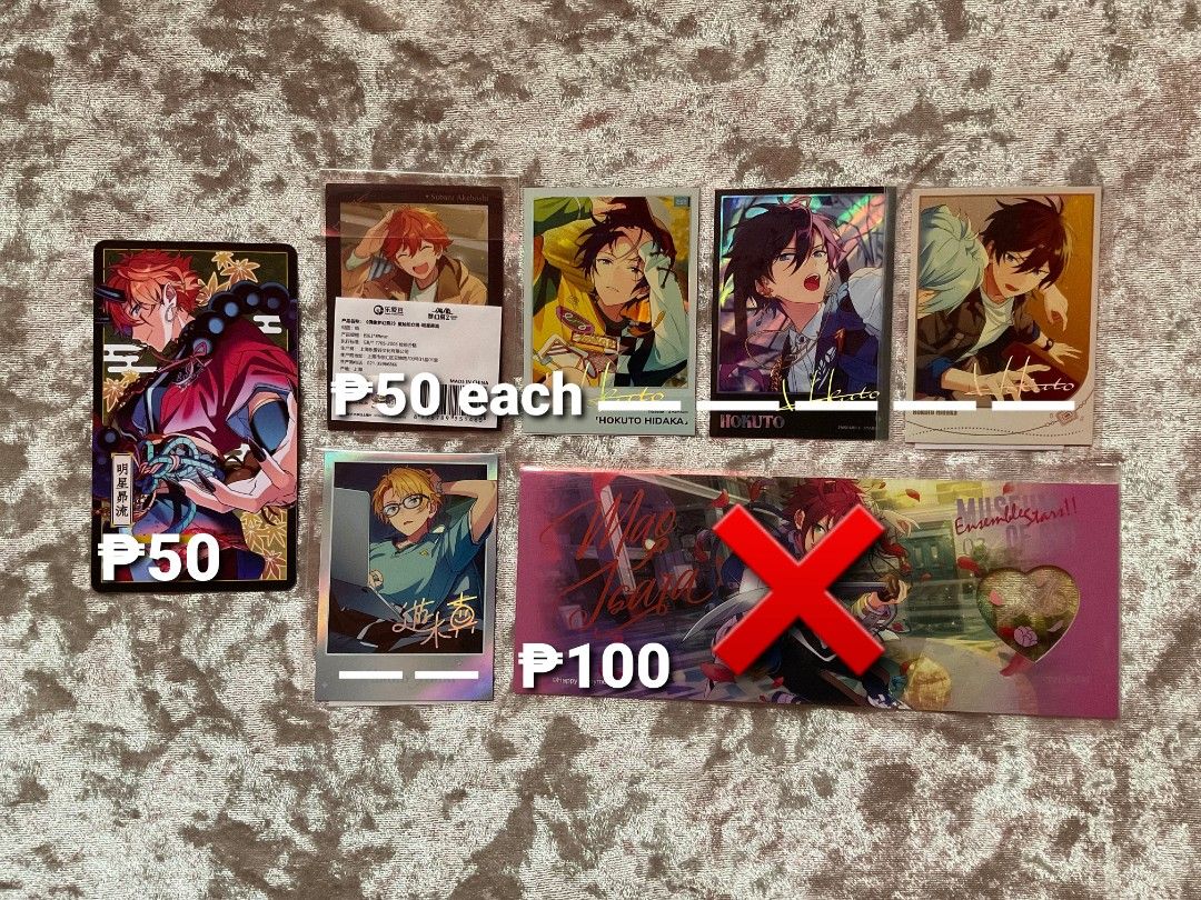 Ensemble Stars!! Anime Merchandise - StarPro (Category: J-Wave Merchandise) located in Pagadian. Submitted by rzzbnsacc (Listing ID 1418268256, Image 2). Description: Ensemble Stars!! Official Goods StarPro Units: fine Trickstar Ryuseitai Alkaloid ~ Kindly check photos for prices. Take all prices are adjusted once some items are sold, just dm for adjusted price if interested to take all. ~ No rush shipping, I ship by batch. ~ All items are onhand