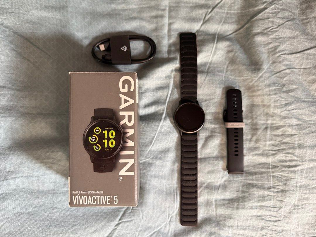 Garmin Vivoactive 5 (Category: Wearables & Smart Watches) located in Paranaque City. Submitted by ari_declutter (Listing ID 1431065041, Image 1). Description: Hi! I’m selling my good as new Garmin Vivoactive 5! No dents nor scratches; It comes with the following: -Original box -Original strap -Additional Strap (black & orange) -Original charger RFS: I already bought the forerunner 970 (: Final price is subject to sure buyers (:.