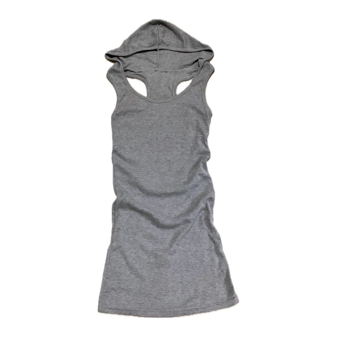 grey hooded racerback ribbed tank top (Category: Sleeveless) located in Bacolod City. Submitted by attheratesign (Listing ID 1431117588, Image 1). Description: — freesize — best fits xs-m (stretchable) — width 11” — bust 15” — length 27” — great condi last price posted! can give discount if getting other items • no when worn • washed and ready to wear • first to pay gets the item mop: gcash only no sco.