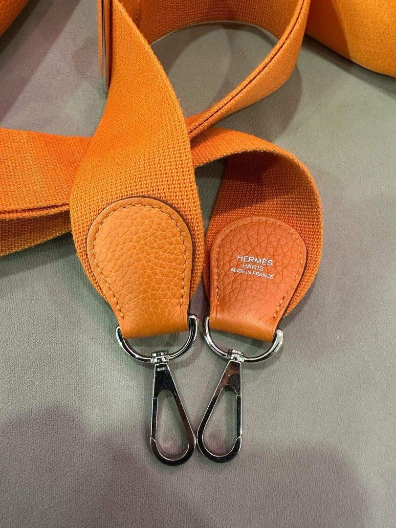 Hermes Evelyne PM3 Orange Handbag (Category: Luxury Bags & Wallets) located in Manila. Submitted by jonalyngal75237 (Listing ID 1431005651, Image 3). Description: Fast break sale! (24 hours only) Excellent used condition With bag organizer, orig dustbag With 2 authenticity cards Guaranteed original.
