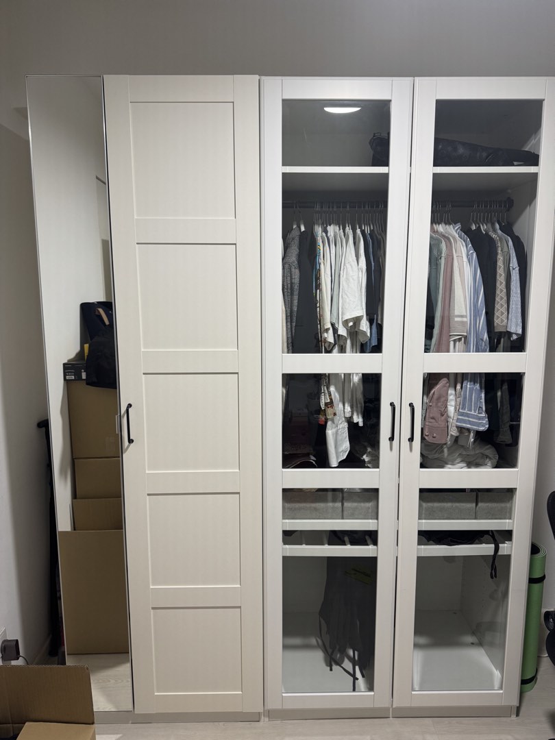 IKEA PAX Wardrobe with Glass Doors, Furniture & Home Living, Furniture ...
