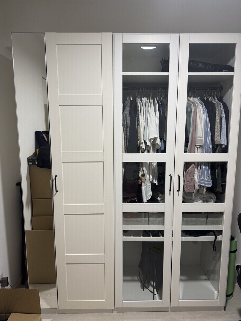 IKEA PAX Wardrobe with Glass Doors, Furniture & Home Living, Furniture ...