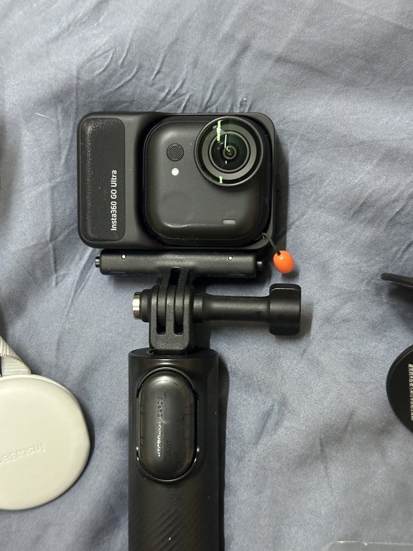 Insta 360 Go Ultra Creator Bundle (Category: Video Cameras) located in Manila. Submitted by declutteringlot (Listing ID 1431153756, Image 2). Description: Includes items not included in the creator bundle: 1. Installed official screen protector worth 600 2. Includes easy clip headband worth 1200 3. Includes official lens guard replacement pack of 2 worth 1k Used a few times. Some scratch on the lens but you can replace it with the lens guard. Not