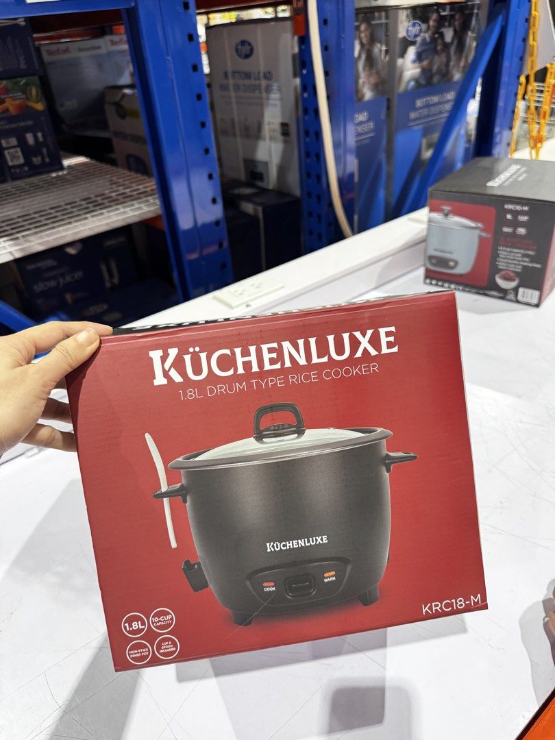 Kuchenluxe 1.8L Drum Type Rice Cooker (Category: Cookers) located in Taguig. Submitted by itsjohrecca (Listing ID 1431060080, Image 2). Description: KüchenLuxe 1.8L Rice Cooker (10 cups) 🍚 Brand new — bought today! Selling extra unit from Buy 1 Take 1 • Non-stick inner pot • Glass lid • Matte black finish SRP: ₱1,995 💸 Selling for only: ₱1,500 (slightly negotiable) Save more vs mall price — same brand new condition ✨ RFS: Extra unit 📍 Availabl