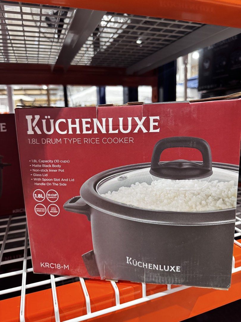 Kuchenluxe 1.8L Drum Type Rice Cooker (Category: Cookers) located in Taguig. Submitted by itsjohrecca (Listing ID 1431060080, Image 1). Description: KüchenLuxe 1.8L Rice Cooker (10 cups) 🍚 Brand new — bought today! Selling extra unit from Buy 1 Take 1 • Non-stick inner pot • Glass lid • Matte black finish SRP: ₱1,995 💸 Selling for only: ₱1,500 (slightly negotiable) Save more vs mall price — same brand new condition ✨ RFS: Extra unit 📍 Availabl
