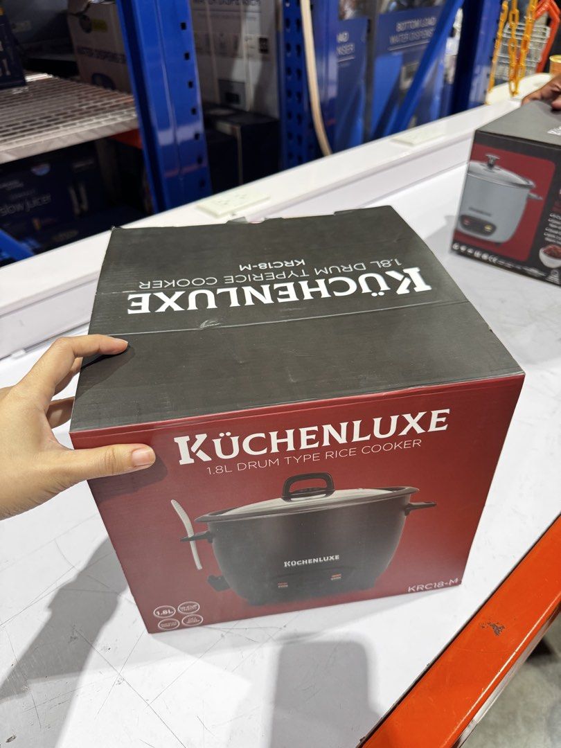 Kuchenluxe 1.8L Drum Type Rice Cooker (Category: Cookers) located in Taguig. Submitted by itsjohrecca (Listing ID 1431060080, Image 3). Description: KüchenLuxe 1.8L Rice Cooker (10 cups) 🍚 Brand new — bought today! Selling extra unit from Buy 1 Take 1 • Non-stick inner pot • Glass lid • Matte black finish SRP: ₱1,995 💸 Selling for only: ₱1,500 (slightly negotiable) Save more vs mall price — same brand new condition ✨ RFS: Extra unit 📍 Availabl