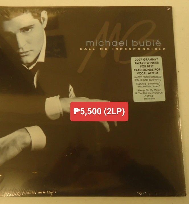 Michael Buble - Call Me Irresponsible (Category: Vinyls) located in Manila. Submitted by jhenaloymerchandise (Listing ID 1431032179, Image 2). Description: Michael Buble - Call Me Irresponsible (2LP) = ₱5,500 brand New sealed made in USA.