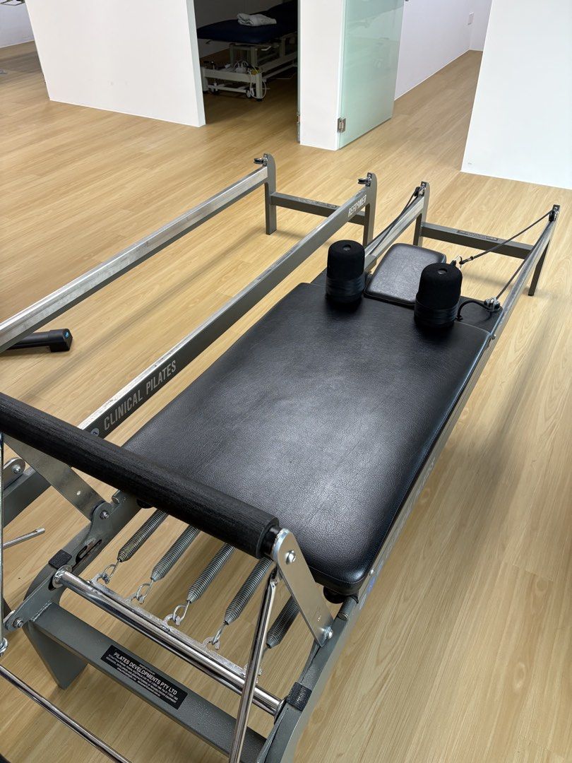 Pilates Reformer (Category: Cardio & Fitness Machines) located in Singapore. Submitted by zhijie_17 (Listing ID 1431124422, Image 1). Description: Selling one Good condition Estimated Only Dimensions - length 95 inches, height 18.5 inches and width 23 inches (can come down take exact measurements.) Self collect from office and only during office hours - 9 to 6 pm.