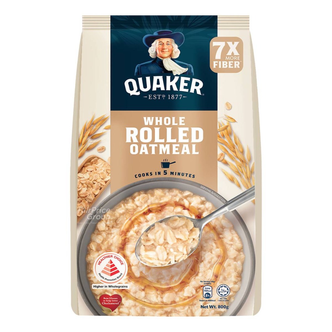 Quaker Oats Oatmeal - Whole Rolled Oats - 800g (Pack of 2) - 1.6kg ...