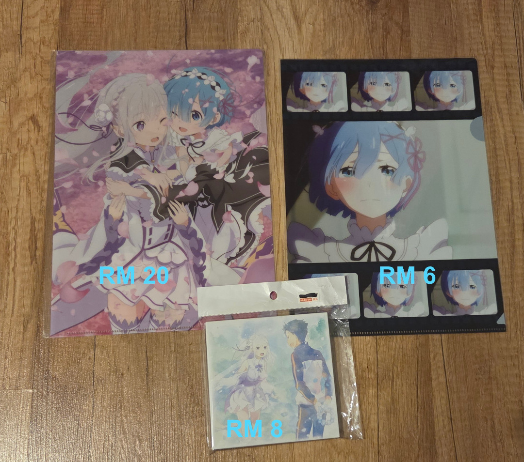 Re:Zero Merch - Emilia & Rem Clear Files / Shikishi Art Set (14 ...