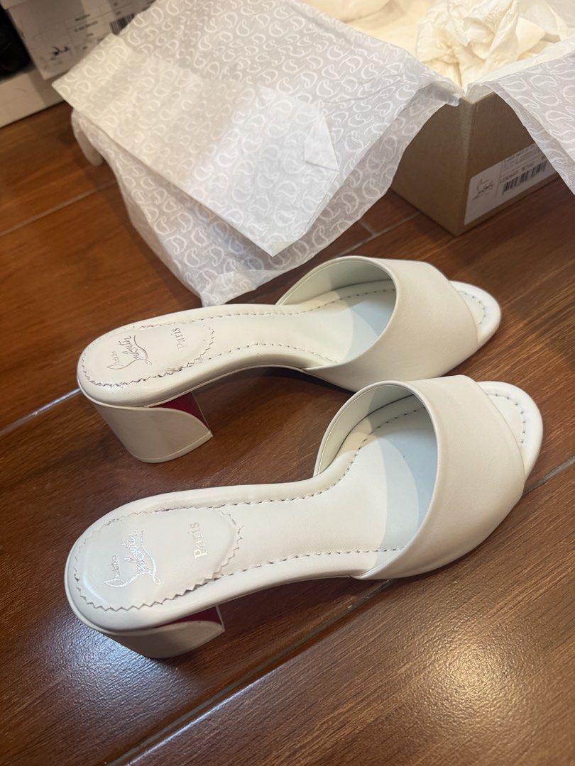 RUSH Authentic Christian Louboutin White Leather Sandals (Category: Flats & Sandals) located in Antipolo. Submitted by donline98 (Listing ID 1430984848, Image 1). Description: Bought from Adora Glorietta for my lola last year, she only used it once or twice and didn’t want it na Negotiable!.