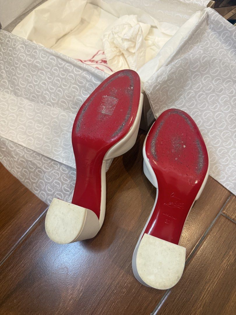 RUSH Authentic Christian Louboutin White Leather Sandals (Category: Flats & Sandals) located in Antipolo. Submitted by donline98 (Listing ID 1430984848, Image 2). Description: Bought from Adora Glorietta for my lola last year, she only used it once or twice and didn’t want it na Negotiable!.
