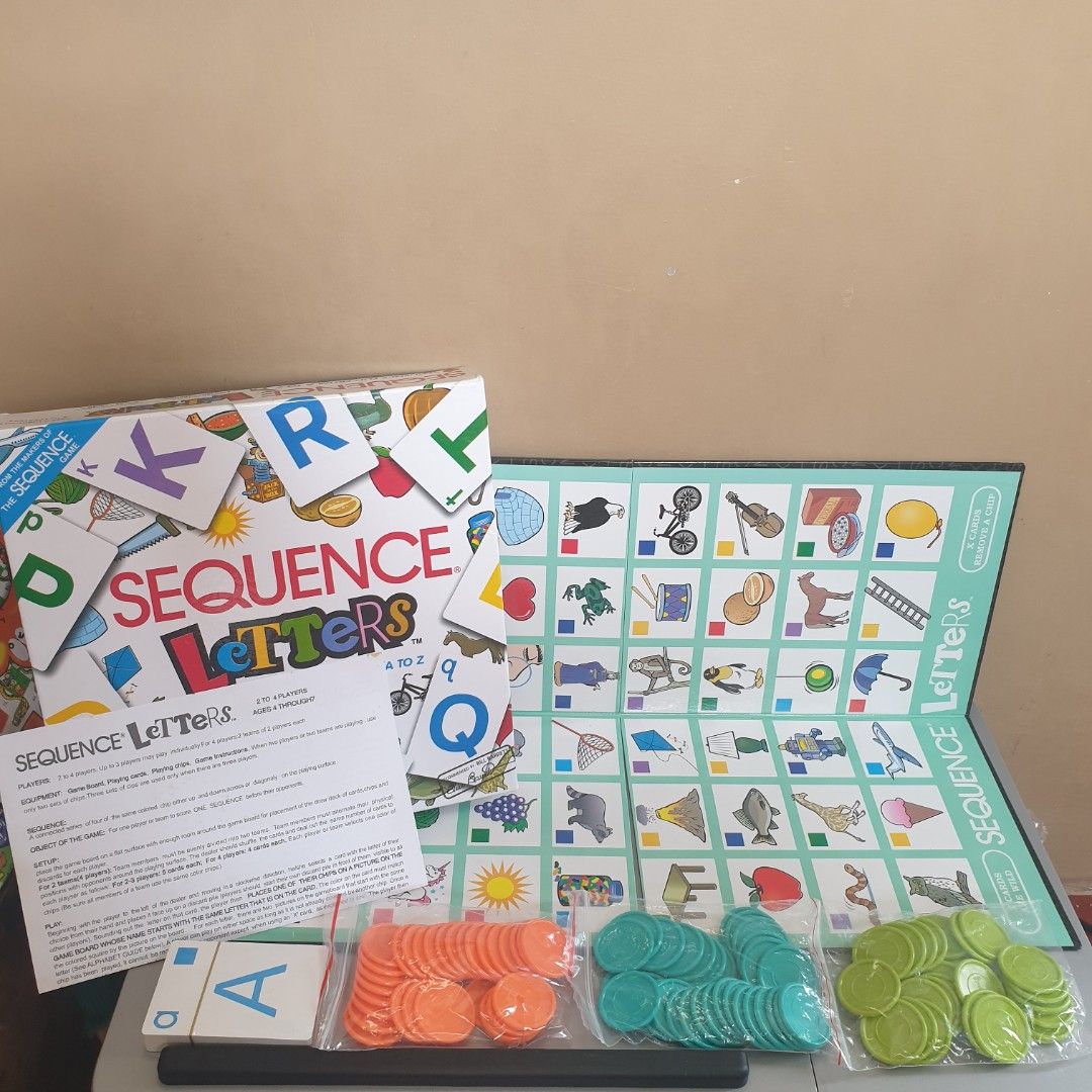Sequence Letters Board Game (Category: Board Games & Puzzles) located in Manila. Submitted by shopwithella.ph (Listing ID 1431108265, Image 3). Description: 💯 SEQUENCE LETTERS FROM A TO Z BRAND NEW 💯 🌟 Please see attached photos for your entertainment 🌟 🌟 Those photos are the actual photos inside. I photographed them on my own. Please do not use for your shop, thank you very much 🌟 🌟 Not branded, but definitely a good quality 🌟 💖 WHAT'S 