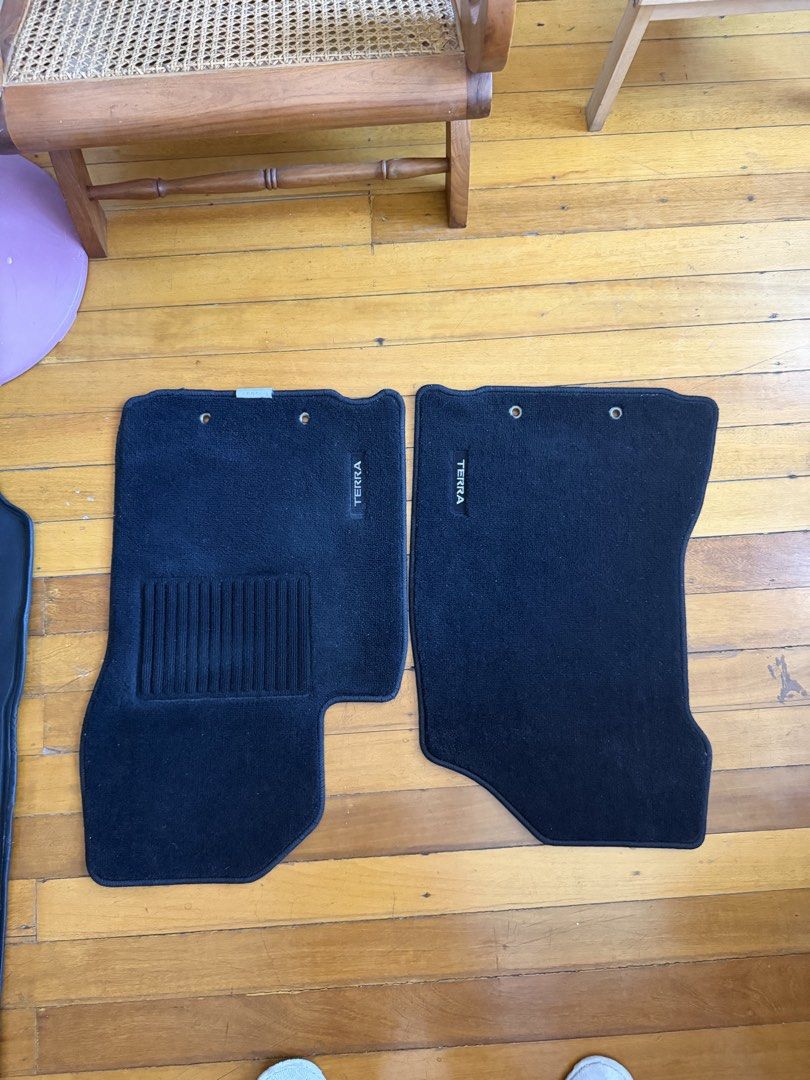 Nissan Terra dish mat very thick durable material (Category: Upholstery, Seatcovers and Other Interior Parts and Accessories) located in Paranaque City. Submitted by crew08 (Listing ID 1431154983, Image 2). Description: 3 pcs Terra set deep dish matting with Terra branding floor mats. Also theres a separate posting for the rubber trunk tray in my account.
