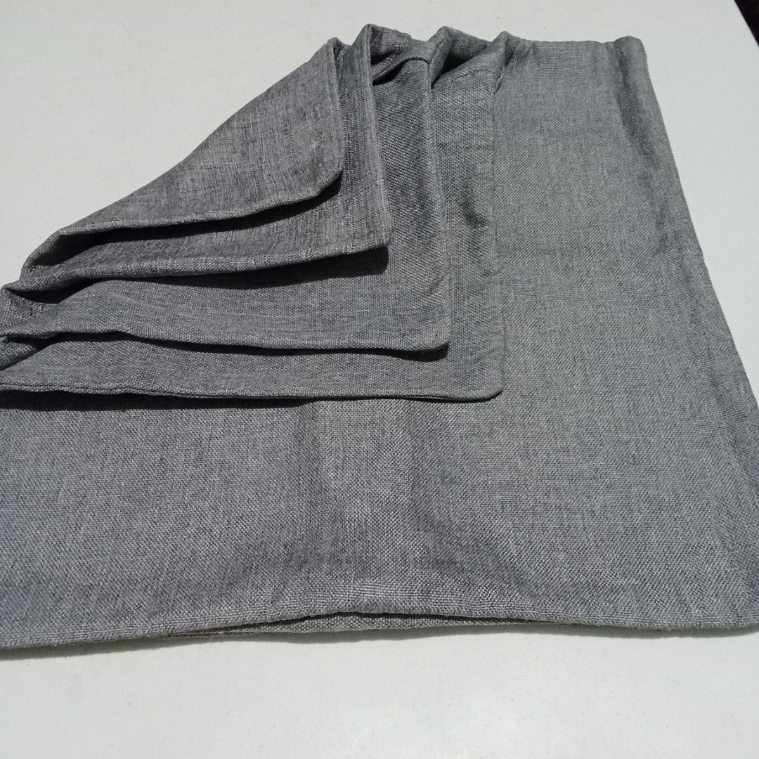 Throw Pillow Case Size : 17 X 16.5 inches 4 pcs (Category: Table Linen & Textiles) located in Hinigaran. Submitted by faye_fab02 (Listing ID 1431089897, Image 1). Description: Table runner is a neutral gray color, perfect for any dining setting. The edges are neatly finished. It's a simple yet elegant addition to your table decor..