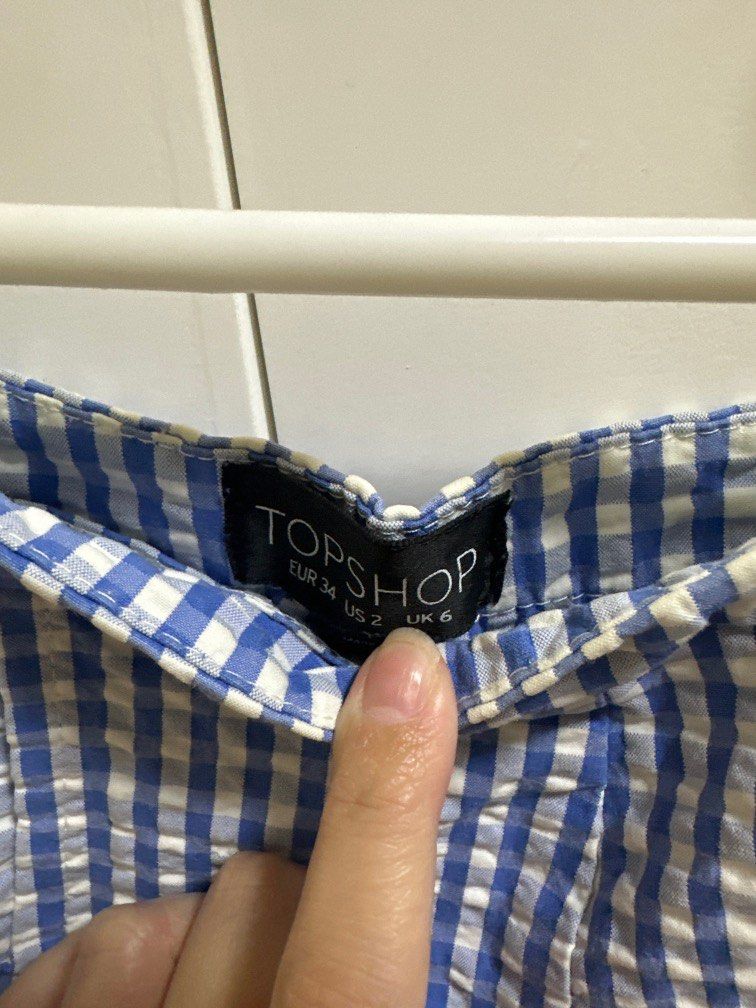 Topshop high waist blue & white striped shorts (Category: Shorts) located in Pasig City. Submitted by ihavesomuchstuff (Listing ID 1431023657, Image 2). Description: MOP: BPI / Maya / GCash Delivery via: Gogoexpress / Lalamove / Grab .