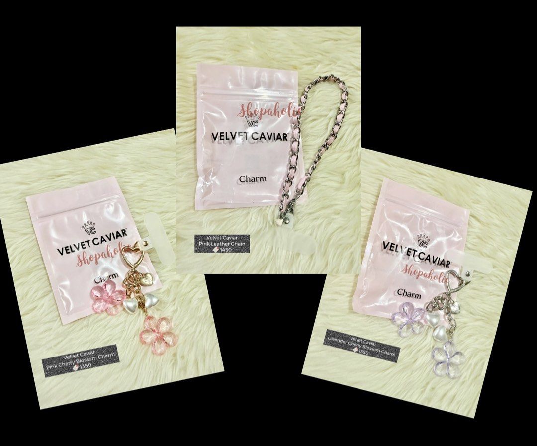 Velvet Caviar Phone Charms (Category: Mounts & Holders) located in Caloocan City. Submitted by shopaholic.nej (Listing ID 1430997863, Image 1). Description: 🌟AVAILABLE ONHAND🌟 🌟BRAND NEW & AUTHENTIC🌟 📍North Caloocan 💰Gcash / BPI / Maribank (Seabank) / QRPH 🚚 grab/lalamove/J&T (no shapi checkout) .