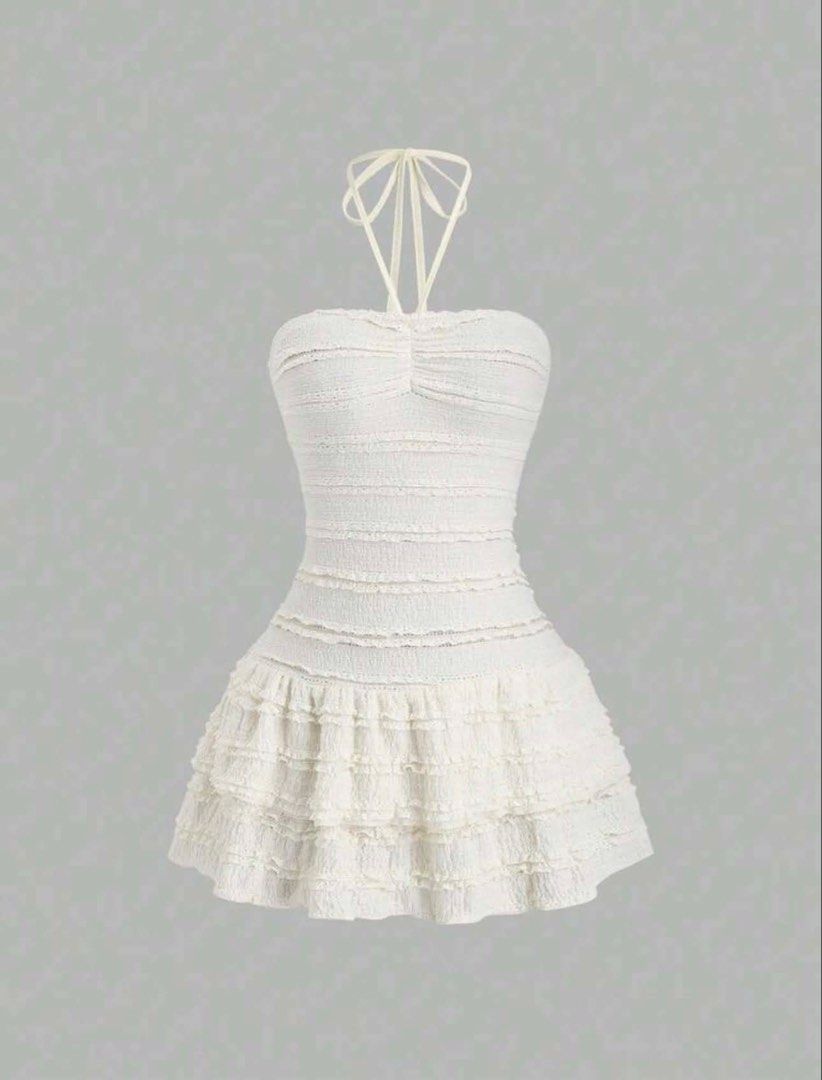 White Halter Neck Ruffle Dress (Category: Dresses) located in Caloocan City. Submitted by andraaa_ (Listing ID 1431108723, Image 1). Description: - used once - good as brand new - pm for ww -can’t negotiate, last price posted.