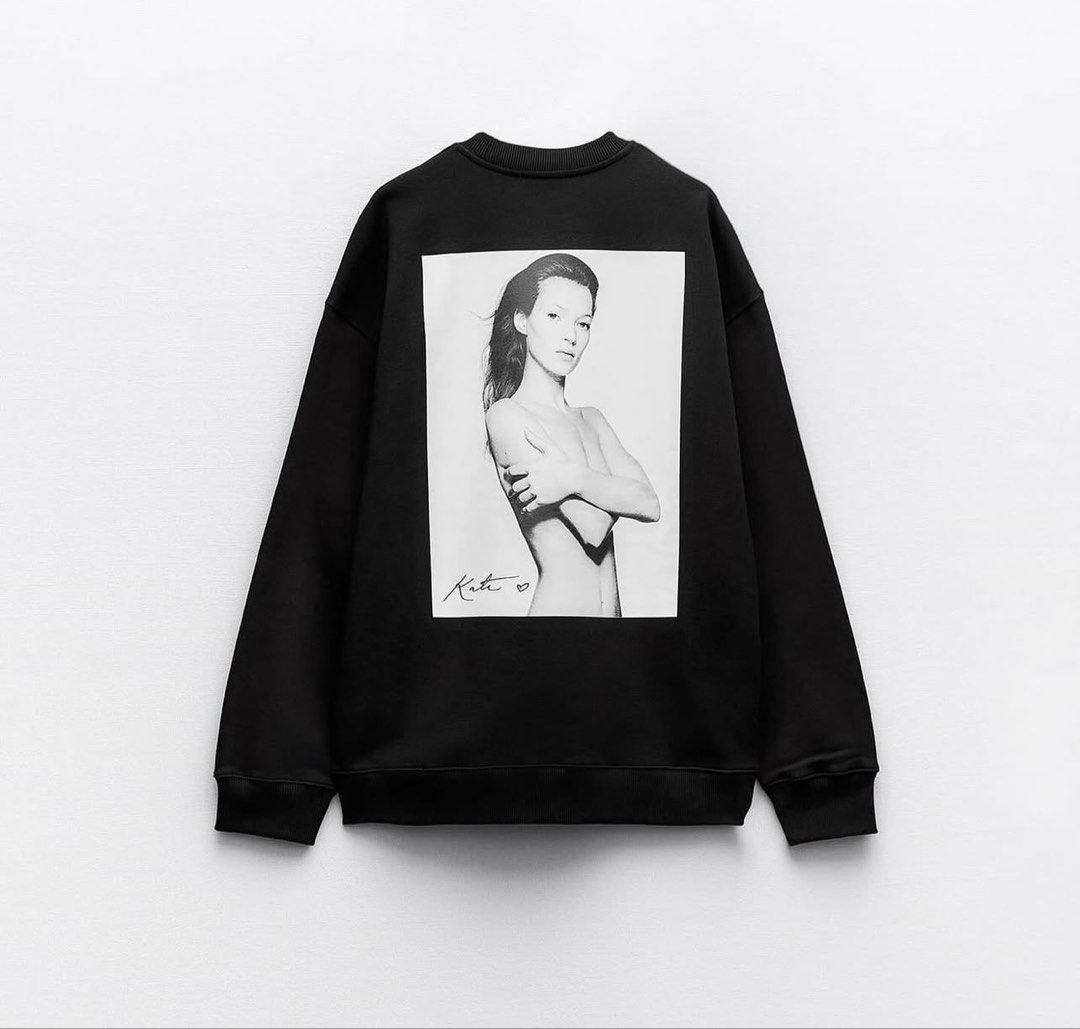 Zara Kate Moss Print Sweatshirt (Category: Longsleeves) located in Manila. Submitted by revibe_2025 (Listing ID 1431064935, Image 1). Description: Xs on tag pero pwedeng XL haha malaki talaga sya.