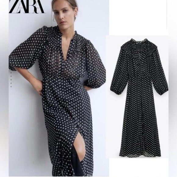 Zara Polka Dot Maxi Dress (Category: Dresses) located in Manila. Submitted by .decluttered (Listing ID 1425309887, Image 3). Description: Will fit XS-S. Very elegant. No when worn picture..