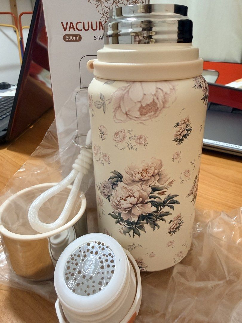 600ml Stainless Steel Vacuum Flask - Floral Design442313843524904964
