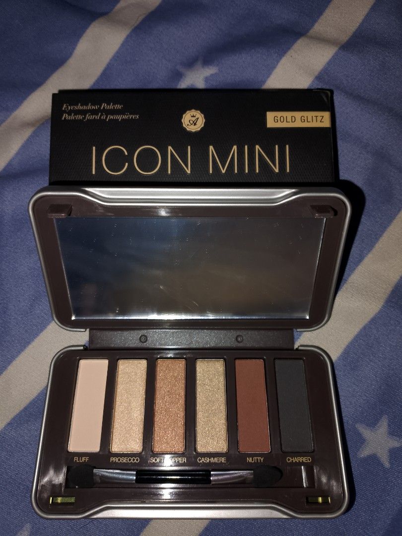 Absolute New York Icon Mini Eyeshadow Palette (Category: Makeup) located in Batangas. Submitted by agfdc (Listing ID 1435483165, Image 2). Description: (1 each avail per shade) Three Absolute New York Icon Mini eyeshadow palettes - Shade: Aflame, Gold Glitz, Royal Tea Yes, legit and orig sya. No to fake tayo girlies Pm lang if may katanungan. Willing din magsend ng ids :)) .