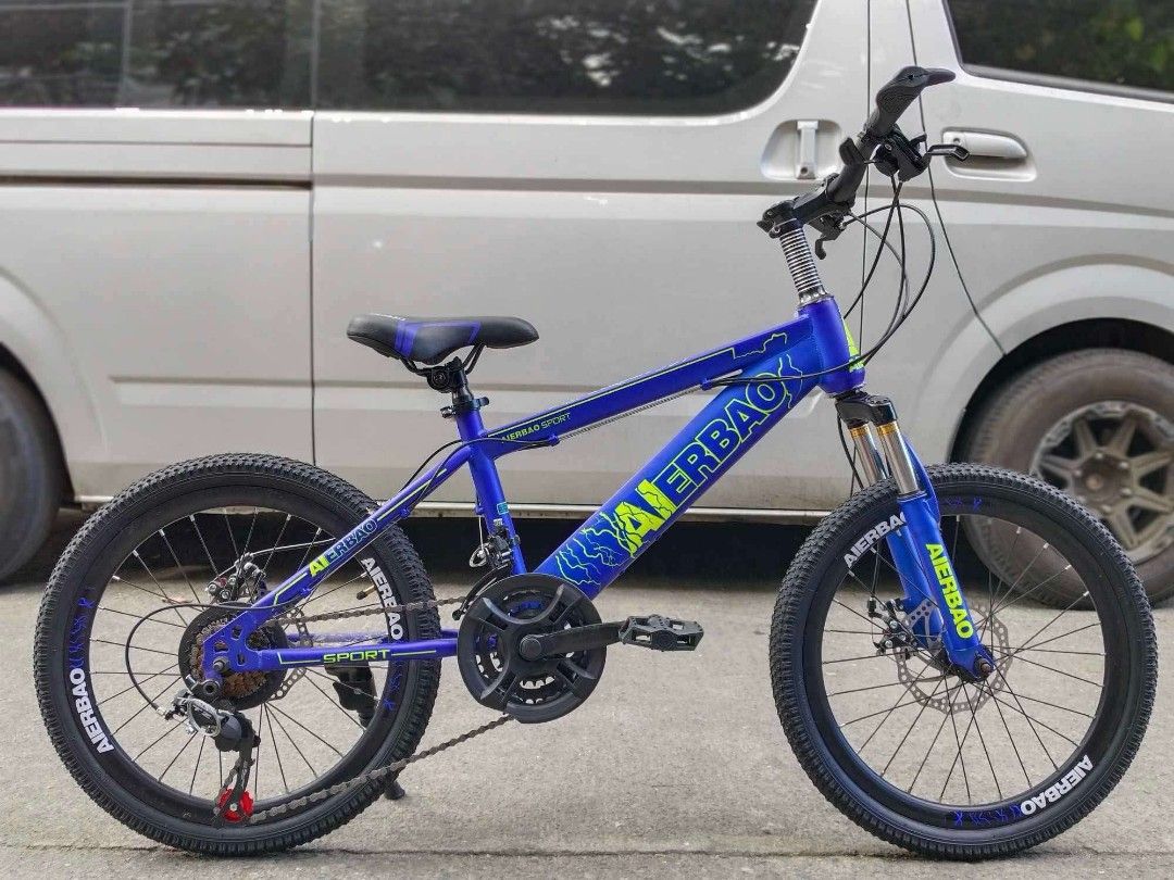 AIERBAO MINI MTB 3X7 20ER (Category: Bicycles) located in Marikina City. Submitted by gemma_00 (Listing ID 1435438085, Image 3). Description: ONHAND‼️SUPER BUDGET MINI MTB 20ER NAKA 3X7 NAAAA‼️😱😍 👉AIERBAO MINI MTB 3X7 20ER ✅FREE ASSEMBLE ▪️NEW 3,900 ONLY👌 Available color 💙BLUE ❤️RED 💛YELLOW QUICK SPECS: 🚴‍♂️TIRE SIZE 20ER 🚴‍♂️HIGH QUALITY STEEL FRAME 🚴‍♂️ALLOY RIM 🚴‍♂️ALLOY STEM 🚴‍♂️DUAL DISC BRAKE 🚴‍♂️XLTM COMBO SHIFTER 🚴‍♂️3 X 7 SP