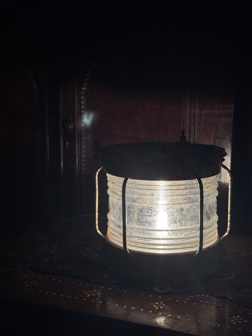 Antique Ship Mashead Anchor Copper Lantern (Category: Vintage Collectibles) located in Manila. Submitted by sinaunang_gamit (Listing ID 1435390583, Image 2). Description: Antique Ship Mashead Anchor Copper Lantern constructed from copper and brass with a thick glass Fresnel lens Height: 9 inches Diameter: 9 inches Working condition ₱10k.