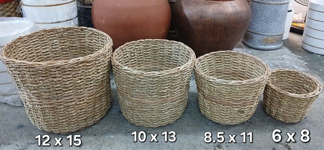 Assorted Woven Baskets (Category: Storage Boxes & Baskets) located in Quezon City. Submitted by ivy191995 (Listing ID 1435474879, Image 3). Description: Various sizes of woven baskets perfect for storage or decoration. Includes square and rectangular shapes. Sizes range from small 6x8 baskets to larger 20x15x5 baskets. Some baskets have handles for easy carrying. Made from natural materials, these baskets add a rustic touch to any space..