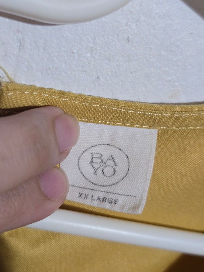 BAYO MUSTARD YELLOW Top (Category: Blouses) located in Manila. Submitted by hellomrys (Listing ID 1435388471, Image 3). Description: - BAYO yellow top - Size: XXL - Round neckline - Short sleeves (medyo puffed) - Small back opening, lost the button so I just stiched with hook closure.
