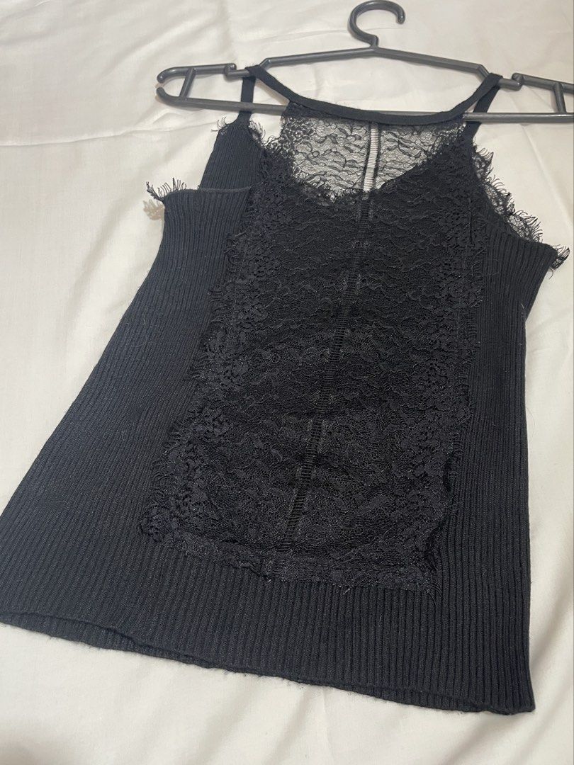 Black Ribbed Camisole with Lace Trim (Category: Sleeveless) located in Bulacan. Submitted by clothesbyash (Listing ID 1435485639, Image 3). Description: - Can fit XS-S - never worn.
