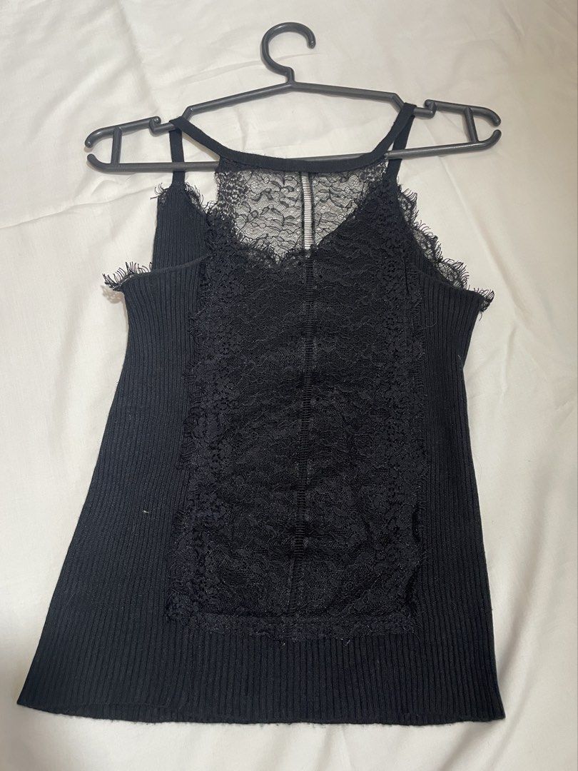 Black Ribbed Camisole with Lace Trim (Category: Sleeveless) located in Bulacan. Submitted by clothesbyash (Listing ID 1435485639, Image 2). Description: - Can fit XS-S - never worn.