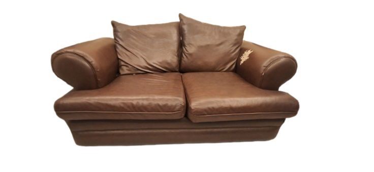 Brown Leather Sofa (Category: Sofas) located in Quezon City. Submitted by sandsocks (Listing ID 1435413612, Image 1). Description: (Payment before delivery) W:1.75M x H:.7M x D:.95M.