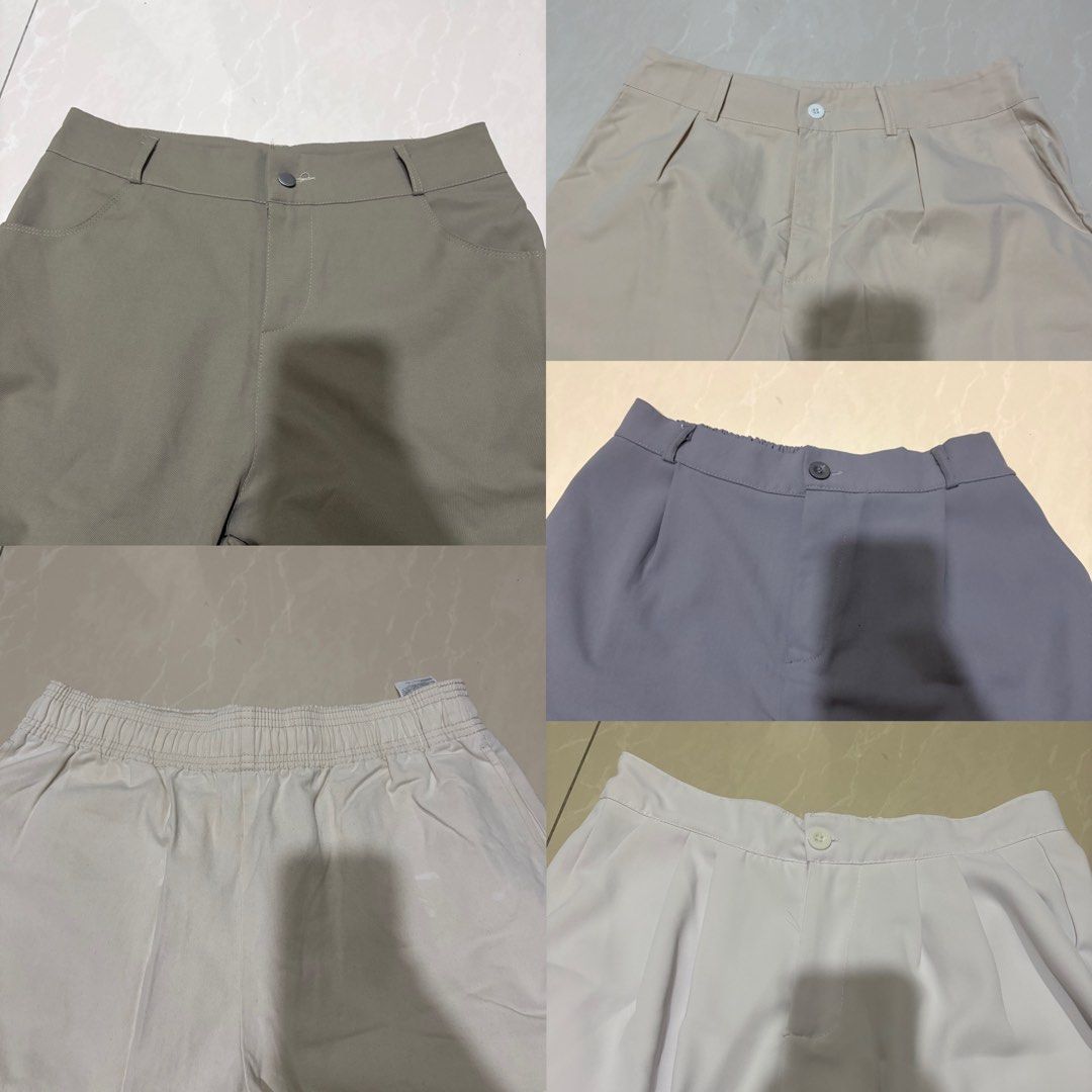 BUNDLE trousers / white / gray / cream / khaki / (Category: Other Bottoms) located in Cebu City. Submitted by letsdeeeeclutter (Listing ID 1435366228, Image 1). Description: cream 30" - with garter white 30" - with garter gray 29" - with garter white denim 31" - garter waistband (uniqlo) khaki 32" - no garter.