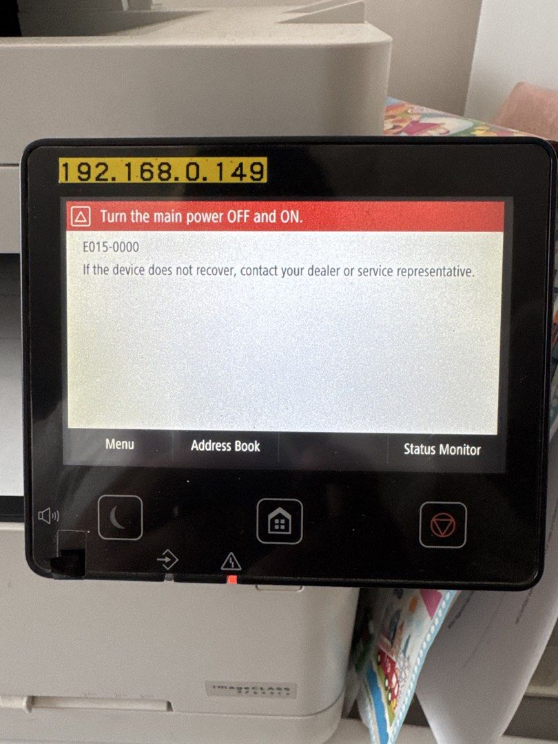 Canon ImageCLASS MF645Cx Colour Laser Printer - Error: E015-0000441892322841743361